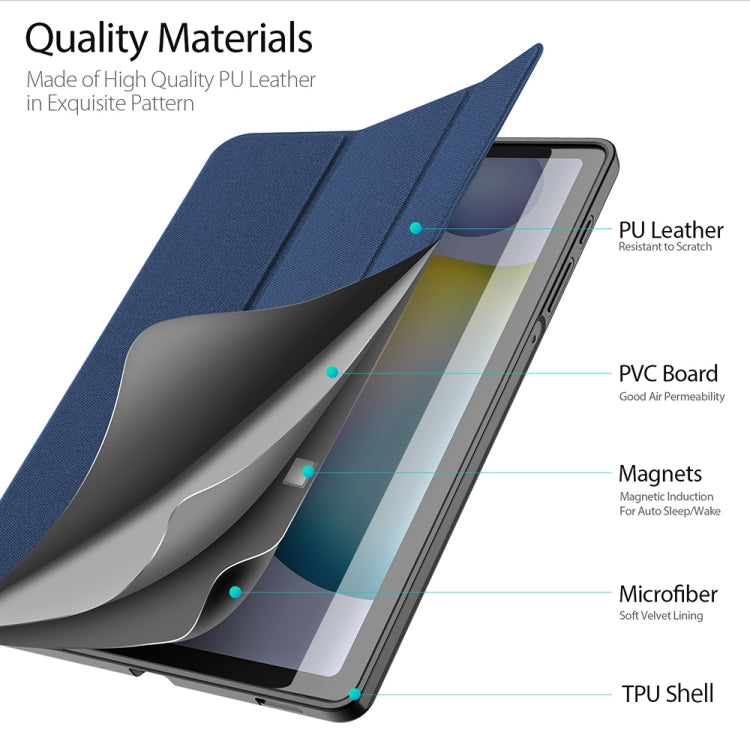 Custodia in pelle PU magnetica a vibrazione orizzontale serie DUX DUCIS Domo con supporto a tre pieghe e slot per penna, For Galaxy Tab A 8.4 (2020), For Galaxy Tab S6 Lite 10.4 inch