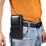 Marsupio portatile per cellulare da uomo in pelle con texture lucida per 6,9 pollici o inferiore, 6.9 inch Glossy Texture