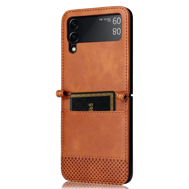 Custodia per telefono in pelle pieghevole con texture vintage, For Samsung Galaxy Z Filp4 5G