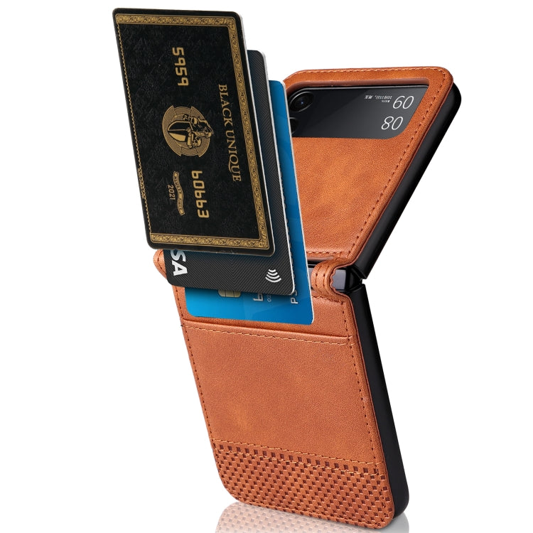 Custodia per telefono in pelle pieghevole con texture vintage, For Samsung Galaxy Z Filp4 5G