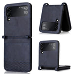 Custodia per telefono in pelle pieghevole con texture vintage, For Samsung Galaxy Z Filp4 5G
