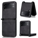 Custodia per telefono in pelle pieghevole con texture vintage, For Samsung Galaxy Z Filp4 5G