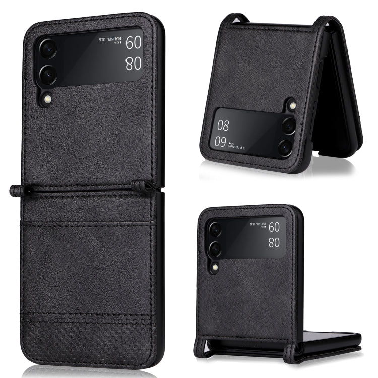 Custodia per telefono in pelle pieghevole con texture vintage, For Samsung Galaxy Z Filp4 5G