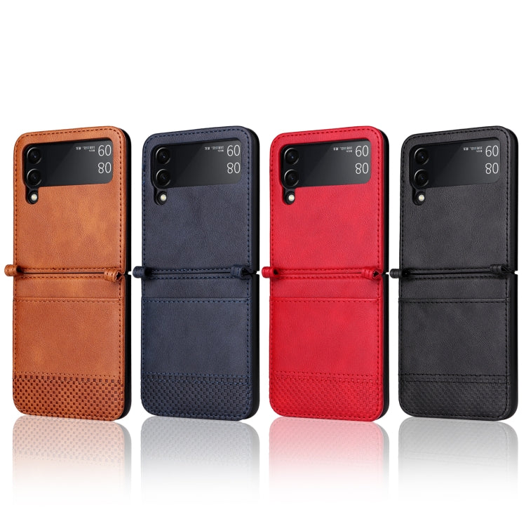Custodia per telefono in pelle pieghevole con texture vintage, For Samsung Galaxy Z Filp4 5G