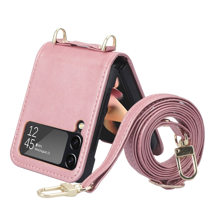 Custodia per telefono pieghevole in pelle con cordino, For Samsung Galaxy Z Filp4 5G