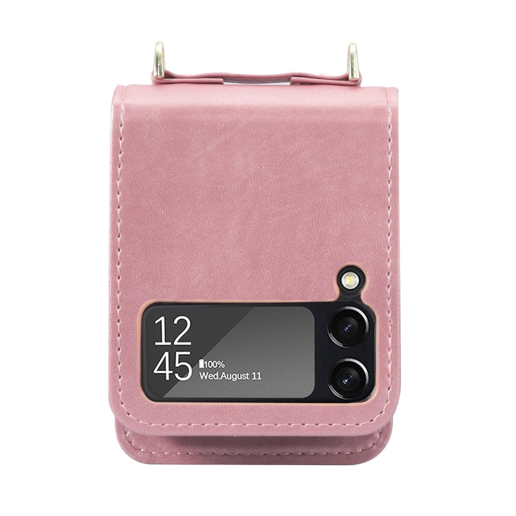 Custodia per telefono pieghevole in pelle con cordino, For Samsung Galaxy Z Filp4 5G