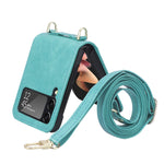Custodia per telefono pieghevole in pelle con cordino, For Samsung Galaxy Z Filp4 5G