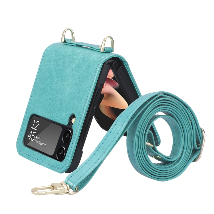 Custodia per telefono pieghevole in pelle con cordino, For Samsung Galaxy Z Filp4 5G