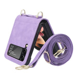 Custodia per telefono pieghevole in pelle con cordino, For Samsung Galaxy Z Filp4 5G