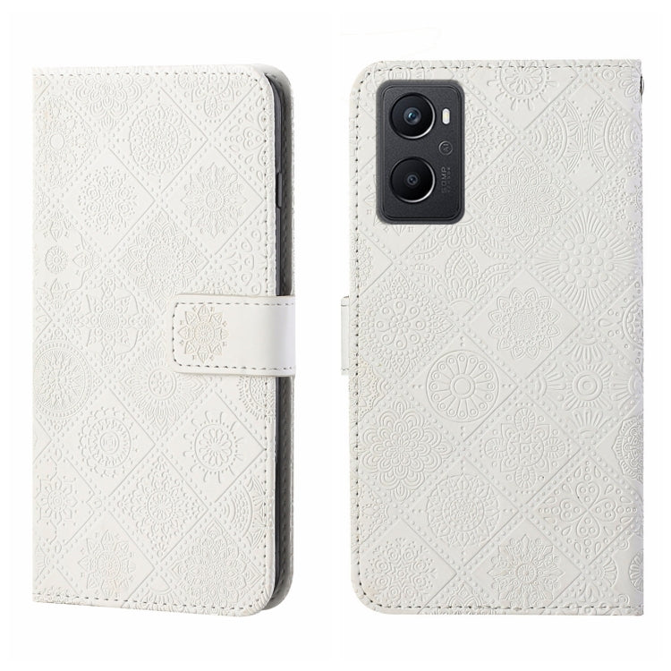 Custodia per cellulare in pelle con motivo goffrato stile etnico, For OPPO A96 4G