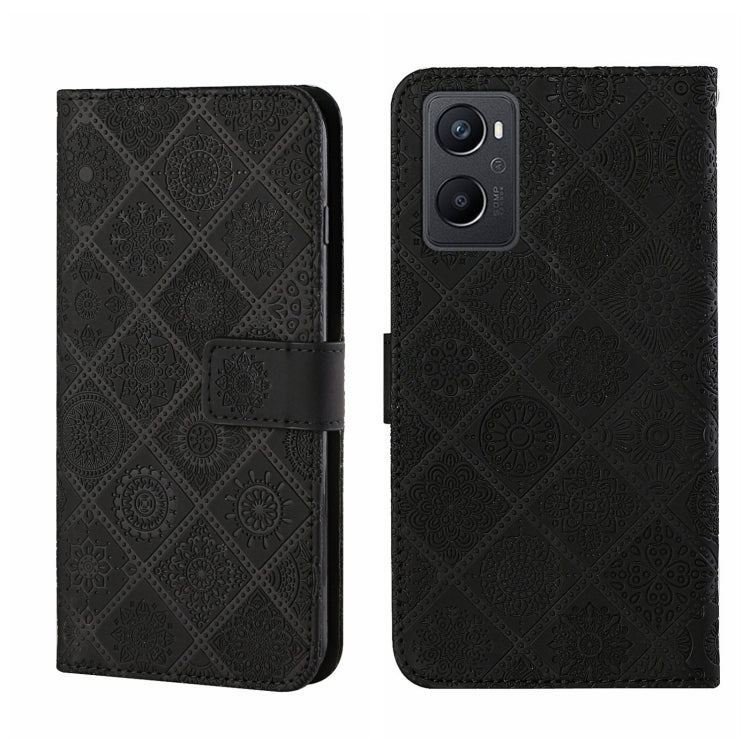 Custodia per cellulare in pelle con motivo goffrato stile etnico, For OPPO A96 4G