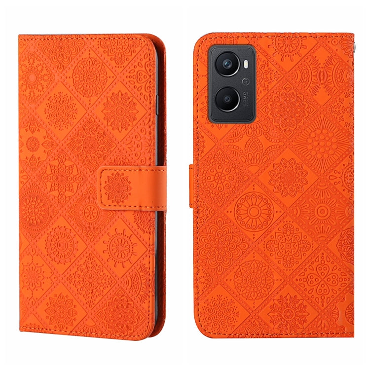 Custodia per cellulare in pelle con motivo goffrato stile etnico, For OPPO A96 4G