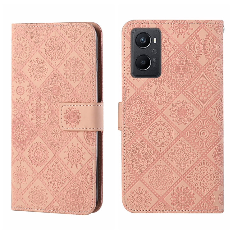 Custodia per cellulare in pelle con motivo goffrato stile etnico, For OPPO A96 4G