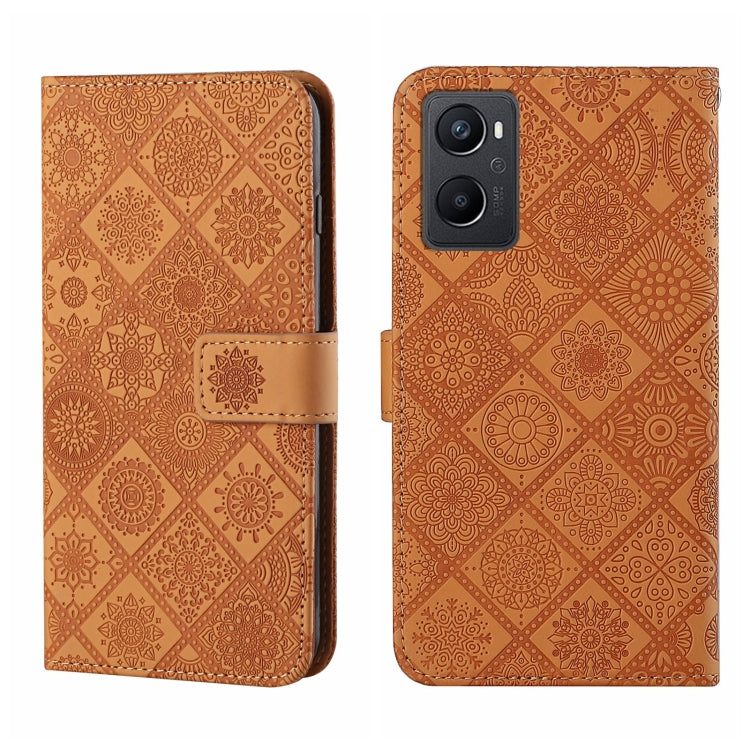 Custodia per cellulare in pelle con motivo goffrato stile etnico, For OPPO A96 4G