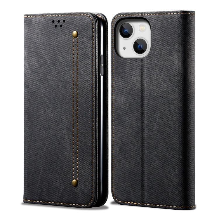 Custodia per telefono in pelle stile casual con trama denim, For iPhone 14, For iPhone 14 Plus, For iPhone 14 Pro, For iPhone 14 Pro Max