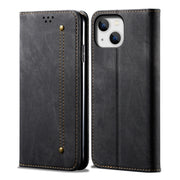 Custodia per telefono in pelle stile casual con trama denim, For iPhone 14, For iPhone 14 Plus, For iPhone 14 Pro, For iPhone 14 Pro Max