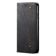 Custodia per telefono in pelle stile casual con trama denim, For iPhone 14, For iPhone 14 Plus, For iPhone 14 Pro, For iPhone 14 Pro Max