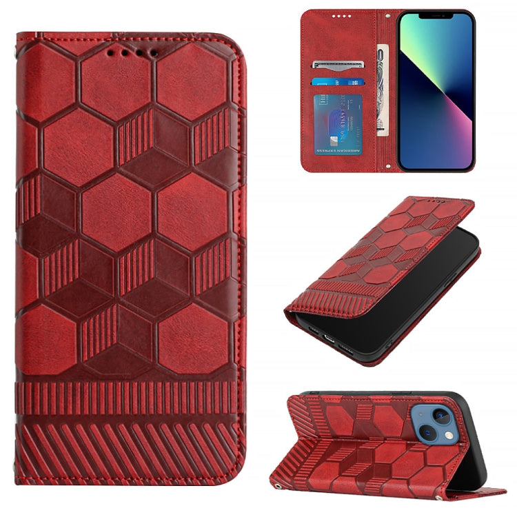 Custodia per telefono a conchiglia in pelle magnetica con trama di calcio, For iPhone 14, For iPhone 14 Plus, For iPhone 14 Pro, For iPhone 14 Pro Max