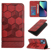 Custodia per telefono a conchiglia in pelle magnetica con trama di calcio, For iPhone 14, For iPhone 14 Plus, For iPhone 14 Pro, For iPhone 14 Pro Max