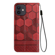 Custodia per telefono a conchiglia in pelle magnetica con trama di calcio, For iPhone 12 mini, For iPhone 12 / 12 Pro, For iPhone 12 Pro Max, For iPhone 11