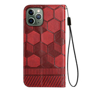 Custodia per telefono a conchiglia in pelle magnetica con trama di calcio, For iPhone 11 Pro, For iPhone 11 Pro Max, For iPhone SE 2022 / SE 2020 / 8 / 7