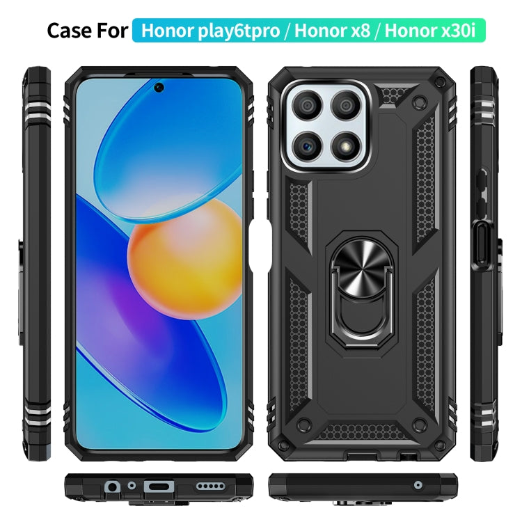 Custodia per telefono antiurto in TPU + PC con supporto girevole a 360 gradi, For Honor Play6T Pro / X8 / X30i