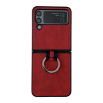 Custodia protettiva per telefono in pelle bovina bicolore con fibbia ad anello, For Samsung Galaxy Z Flip4