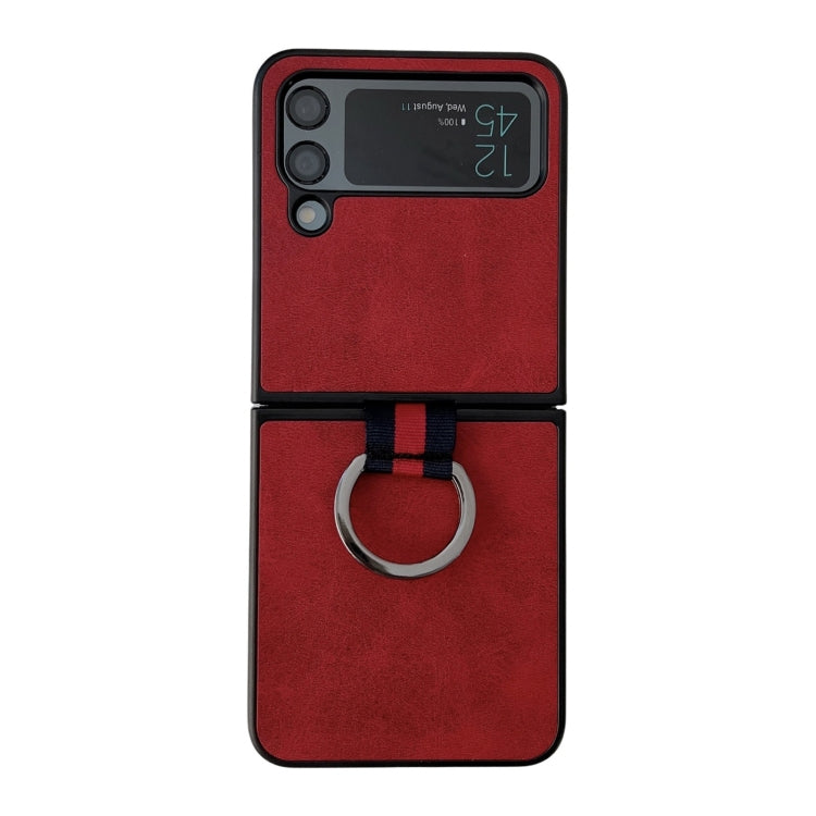 Custodia protettiva per telefono in pelle bovina bicolore con fibbia ad anello, For Samsung Galaxy Z Flip4