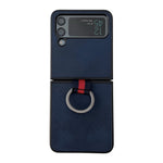 Custodia protettiva per telefono in pelle bovina bicolore con fibbia ad anello, For Samsung Galaxy Z Flip4