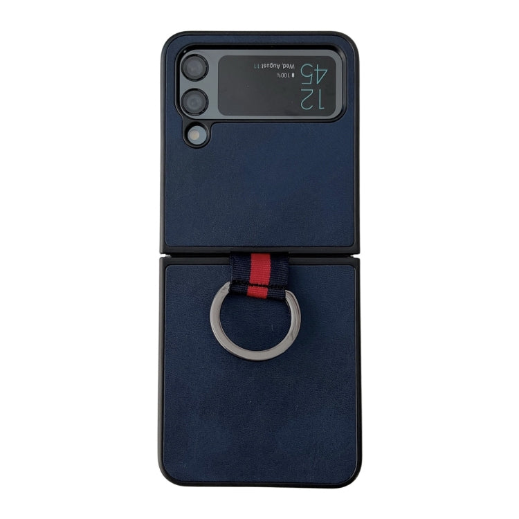 Custodia protettiva per telefono in pelle bovina bicolore con fibbia ad anello, For Samsung Galaxy Z Flip4