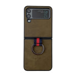 Custodia protettiva per telefono in pelle bovina bicolore con fibbia ad anello, For Samsung Galaxy Z Flip4