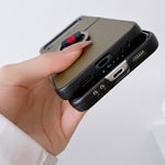 Custodia protettiva per telefono in pelle bovina bicolore con fibbia ad anello, For Samsung Galaxy Z Flip4
