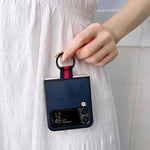 Custodia protettiva per telefono in pelle bovina bicolore con fibbia ad anello, For Samsung Galaxy Z Flip4