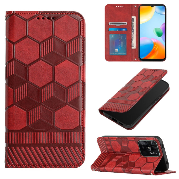 Custodia per telefono a conchiglia in pelle magnetica con trama di calcio, For Xiaomi Redmi 10C / 10 India, For Xiaomi Redmi 10A, For Xiaomi Redmi Note 11 Global 2022 / Note 11S 4G, For Xiaomi Redmi Note 11 Pro 5G / 4G Global 2022 / Note 11 Pro+ India