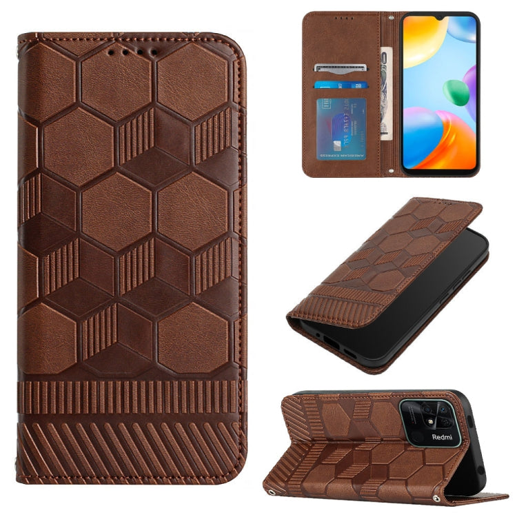 Custodia per telefono a conchiglia in pelle magnetica con trama di calcio, For Xiaomi Redmi 10C / 10 India, For Xiaomi Redmi 10A, For Xiaomi Redmi Note 11 Global 2022 / Note 11S 4G, For Xiaomi Redmi Note 11 Pro 5G / 4G Global 2022 / Note 11 Pro+ India