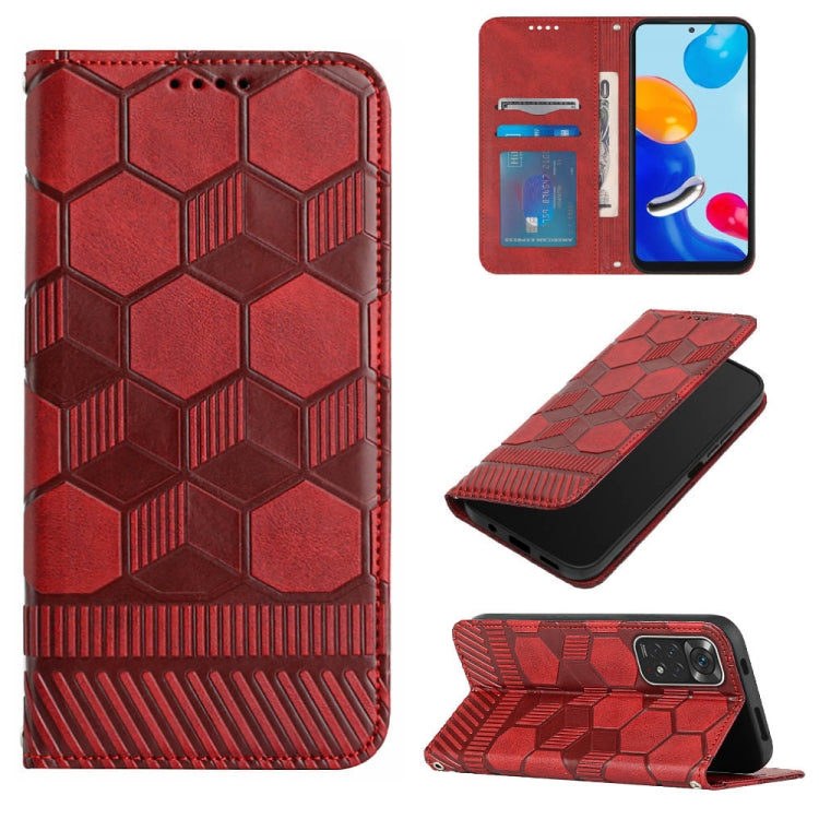 Custodia per telefono a conchiglia in pelle magnetica con trama di calcio, For Xiaomi Redmi 10C / 10 India, For Xiaomi Redmi 10A, For Xiaomi Redmi Note 11 Global 2022 / Note 11S 4G, For Xiaomi Redmi Note 11 Pro 5G / 4G Global 2022 / Note 11 Pro+ India