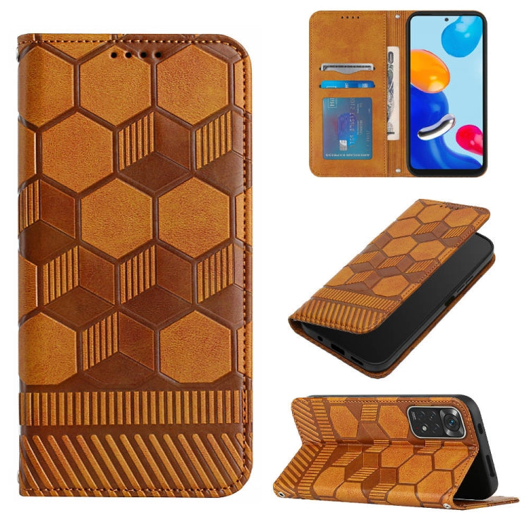 Custodia per telefono a conchiglia in pelle magnetica con trama di calcio, For Xiaomi Redmi 10C / 10 India, For Xiaomi Redmi 10A, For Xiaomi Redmi Note 11 Global 2022 / Note 11S 4G, For Xiaomi Redmi Note 11 Pro 5G / 4G Global 2022 / Note 11 Pro+ India