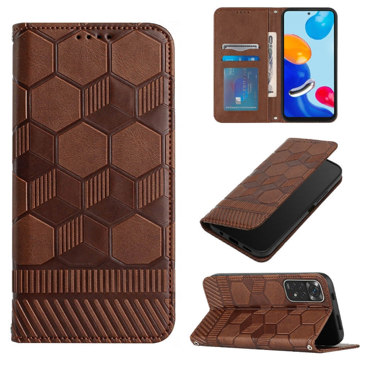 Custodia per telefono a conchiglia in pelle magnetica con trama di calcio, For Xiaomi Redmi 10C / 10 India, For Xiaomi Redmi 10A, For Xiaomi Redmi Note 11 Global 2022 / Note 11S 4G, For Xiaomi Redmi Note 11 Pro 5G / 4G Global 2022 / Note 11 Pro+ India