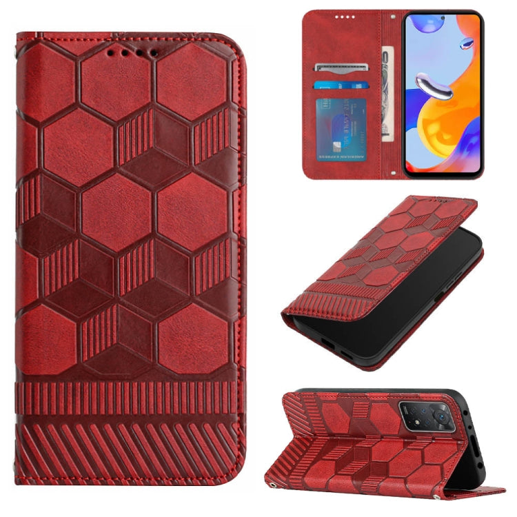 Custodia per telefono a conchiglia in pelle magnetica con trama di calcio, For Xiaomi Redmi 10C / 10 India, For Xiaomi Redmi 10A, For Xiaomi Redmi Note 11 Global 2022 / Note 11S 4G, For Xiaomi Redmi Note 11 Pro 5G / 4G Global 2022 / Note 11 Pro+ India