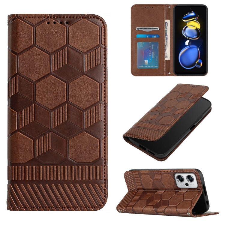 Custodia per telefono a conchiglia in pelle magnetica con trama di calcio, For Xiaomi Redmi Note 11T Pro, For Xiaomi Poco M4 5G, For Xiaomi Poco M4 Pro 4G, For Xiaomi Poco M4 Pro 5G