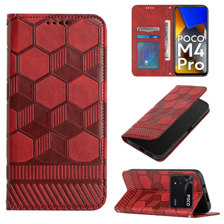 Custodia per telefono a conchiglia in pelle magnetica con trama di calcio, For Xiaomi Redmi Note 11T Pro, For Xiaomi Poco M4 5G, For Xiaomi Poco M4 Pro 4G, For Xiaomi Poco M4 Pro 5G