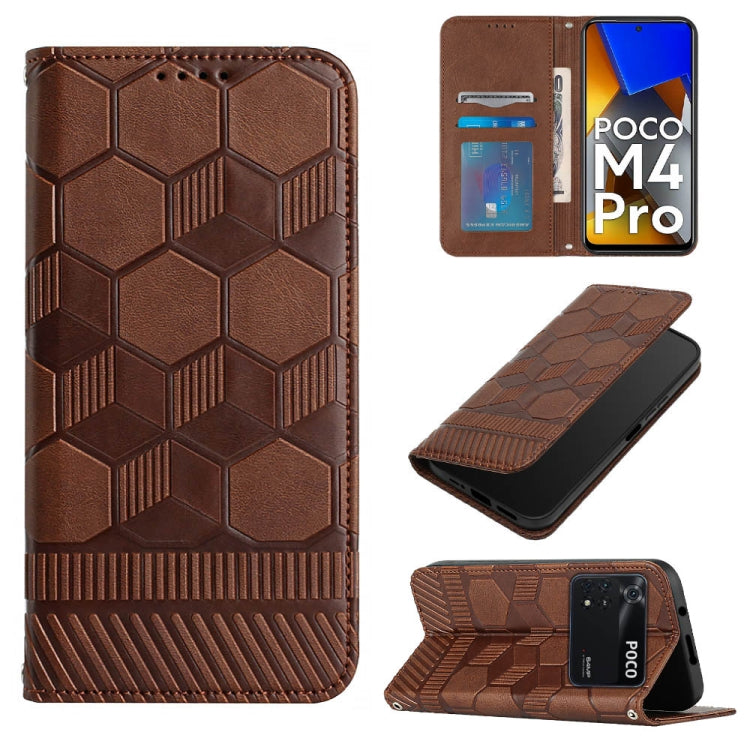 Custodia per telefono a conchiglia in pelle magnetica con trama di calcio, For Xiaomi Redmi Note 11T Pro, For Xiaomi Poco M4 5G, For Xiaomi Poco M4 Pro 4G, For Xiaomi Poco M4 Pro 5G