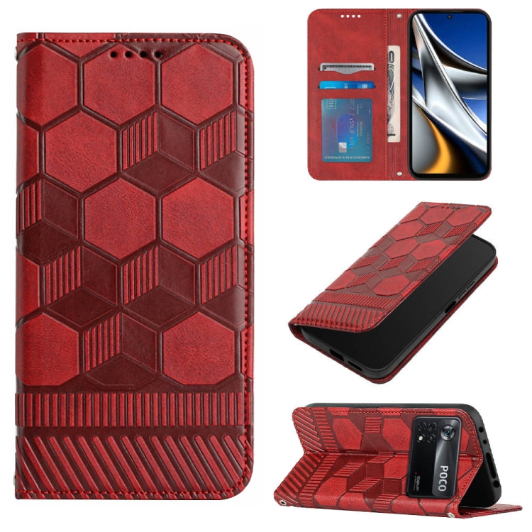 Custodia per telefono a conchiglia in pelle magnetica con trama di calcio, For Xiaomi Redmi Note 11T Pro, For Xiaomi Poco M4 5G, For Xiaomi Poco M4 Pro 4G, For Xiaomi Poco M4 Pro 5G