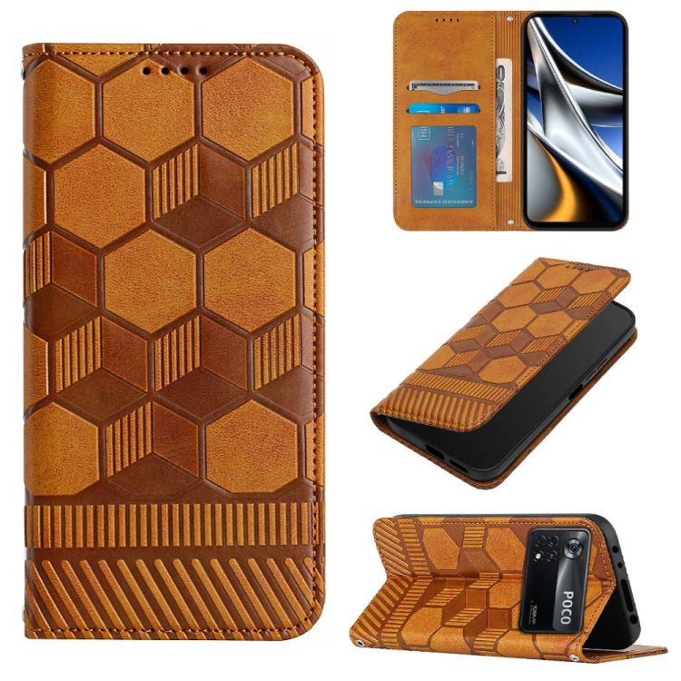 Custodia per telefono a conchiglia in pelle magnetica con trama di calcio, For Xiaomi Redmi Note 11T Pro, For Xiaomi Poco M4 5G, For Xiaomi Poco M4 Pro 4G, For Xiaomi Poco M4 Pro 5G