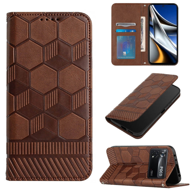 Custodia per telefono a conchiglia in pelle magnetica con trama di calcio, For Xiaomi Redmi Note 11T Pro, For Xiaomi Poco M4 5G, For Xiaomi Poco M4 Pro 4G, For Xiaomi Poco M4 Pro 5G