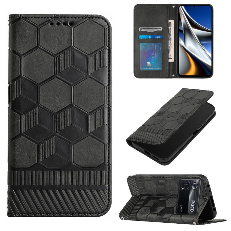 Custodia per telefono a conchiglia in pelle magnetica con trama di calcio, For Xiaomi Redmi Note 11T Pro, For Xiaomi Poco M4 5G, For Xiaomi Poco M4 Pro 4G, For Xiaomi Poco M4 Pro 5G