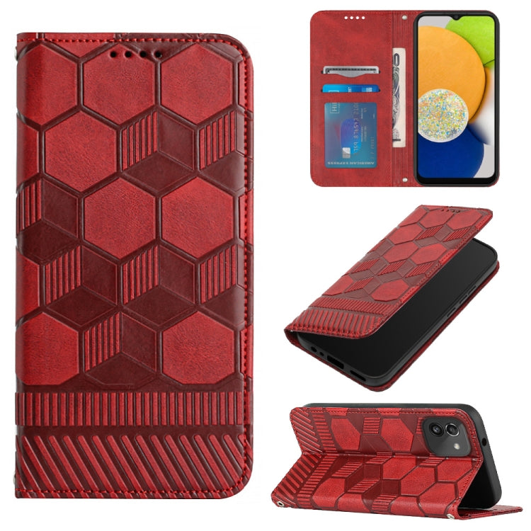 Custodia per telefono a conchiglia in pelle magnetica con trama di calcio, For Samsung Galaxy A03 164mm, For Samsung Galaxy A03s 164mm India, For Samsung Galaxy A03s 165.8mm US Version, For Samsung Galaxy A03s 166.5mm EU Version