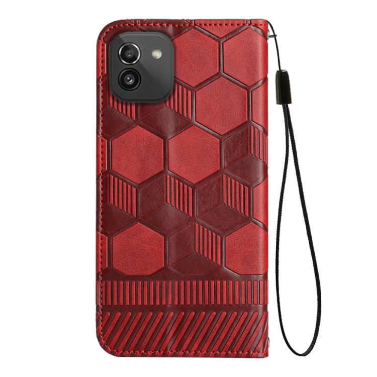 Custodia per telefono a conchiglia in pelle magnetica con trama di calcio, For Samsung Galaxy A03 164mm, For Samsung Galaxy A03s 164mm India, For Samsung Galaxy A03s 165.8mm US Version, For Samsung Galaxy A03s 166.5mm EU Version