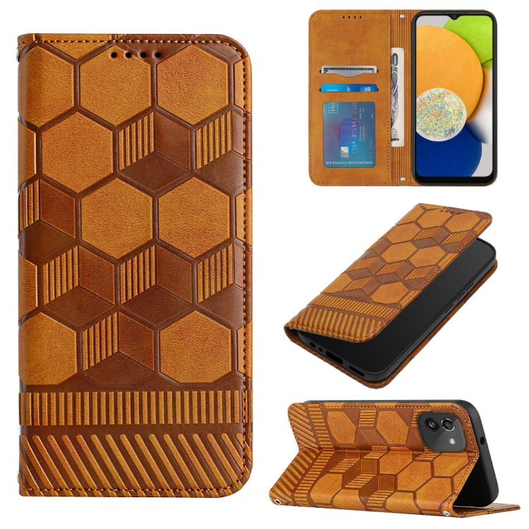 Custodia per telefono a conchiglia in pelle magnetica con trama di calcio, For Samsung Galaxy A03 164mm, For Samsung Galaxy A03s 164mm India, For Samsung Galaxy A03s 165.8mm US Version, For Samsung Galaxy A03s 166.5mm EU Version