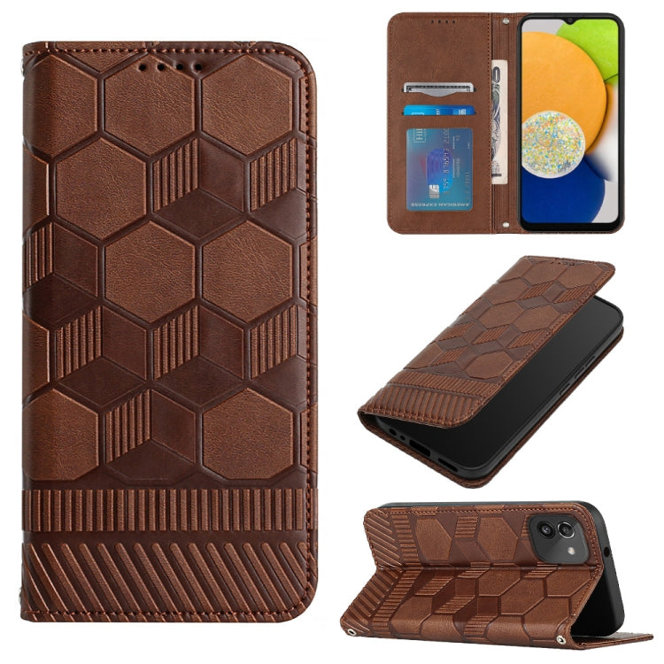 Custodia per telefono a conchiglia in pelle magnetica con trama di calcio, For Samsung Galaxy A03 164mm, For Samsung Galaxy A03s 164mm India, For Samsung Galaxy A03s 165.8mm US Version, For Samsung Galaxy A03s 166.5mm EU Version